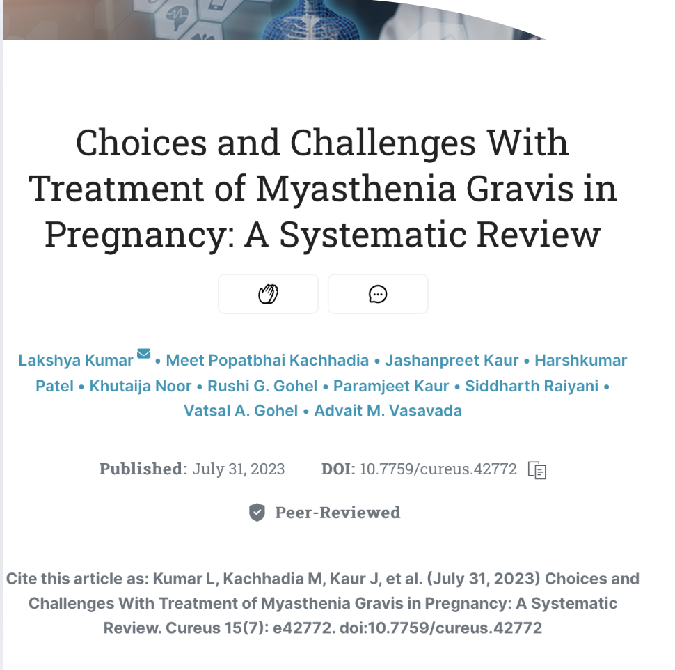 Choices and Challenges With Treatment of Myasthenia Gravis in Pregnancy: A Systematic Review